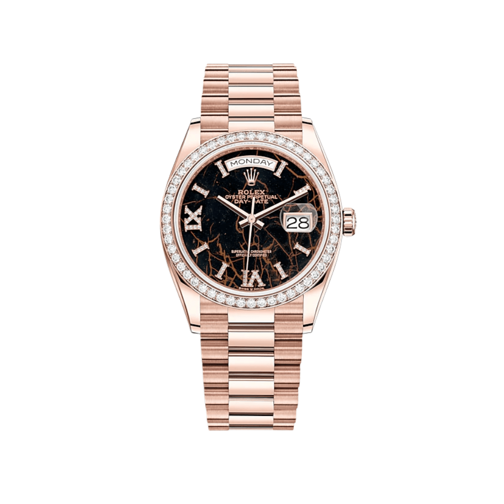 Rolex Day-Date 36 128345RBR Rose Gold Eisenkiesel Diamond Dial