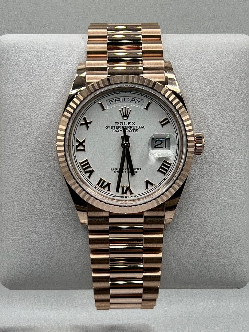 Rolex Day-Date 36 128235 Rose Gold White Dial