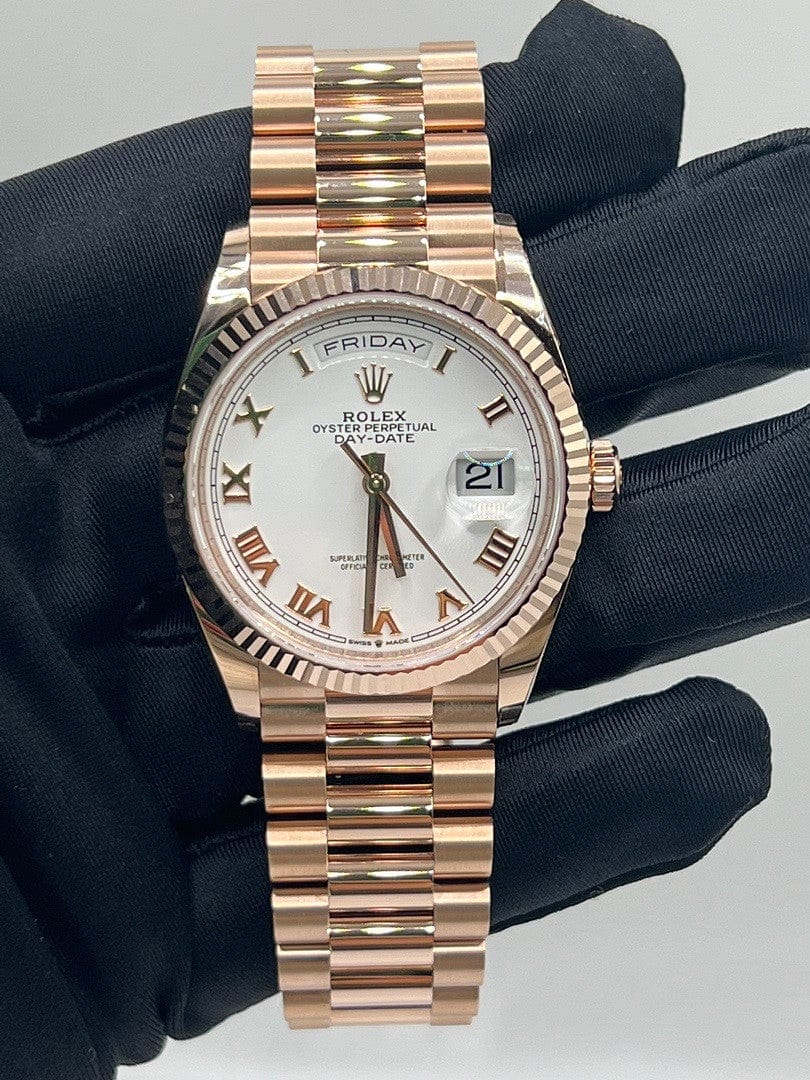 Rolex Day-Date 36 128235 Rose Gold White Dial