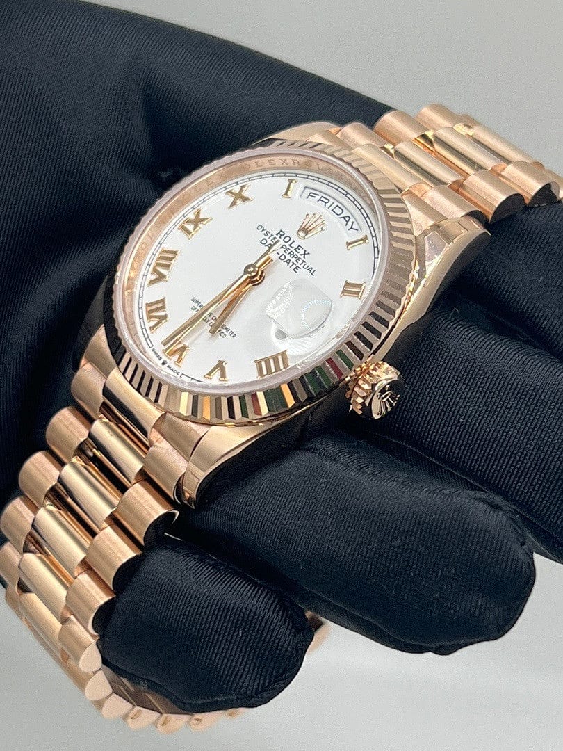 Rolex Day-Date 36 128235 Rose Gold White Dial