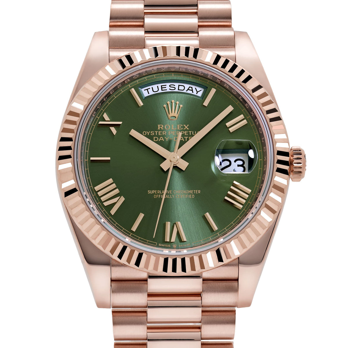 Rolex Day-Date 40 228235 Rose Gold Olive Green Dial (2026)