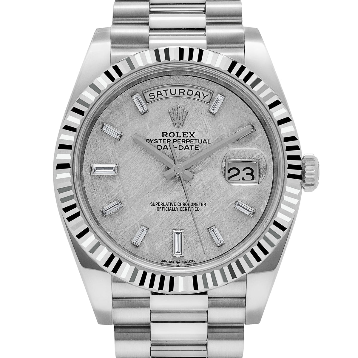 Rolex Day-Date 40 228236 Platinum Meteorite Diamond Baguette Dial (2026)