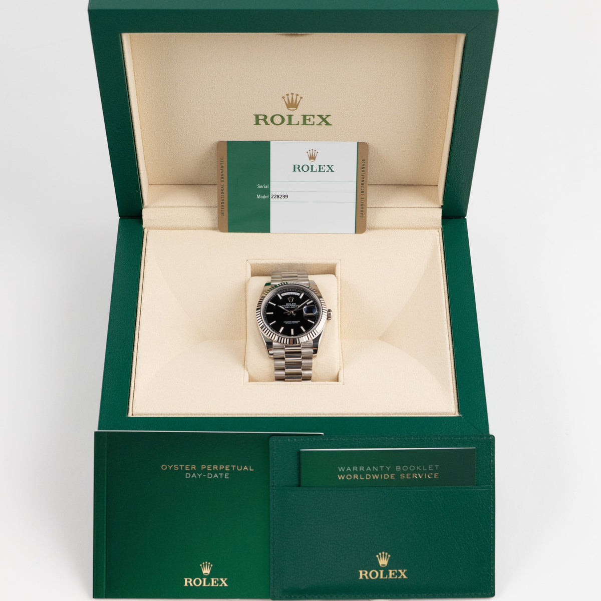Rolex Day-Date 40 228239 White Gold Black Dial (2016)
