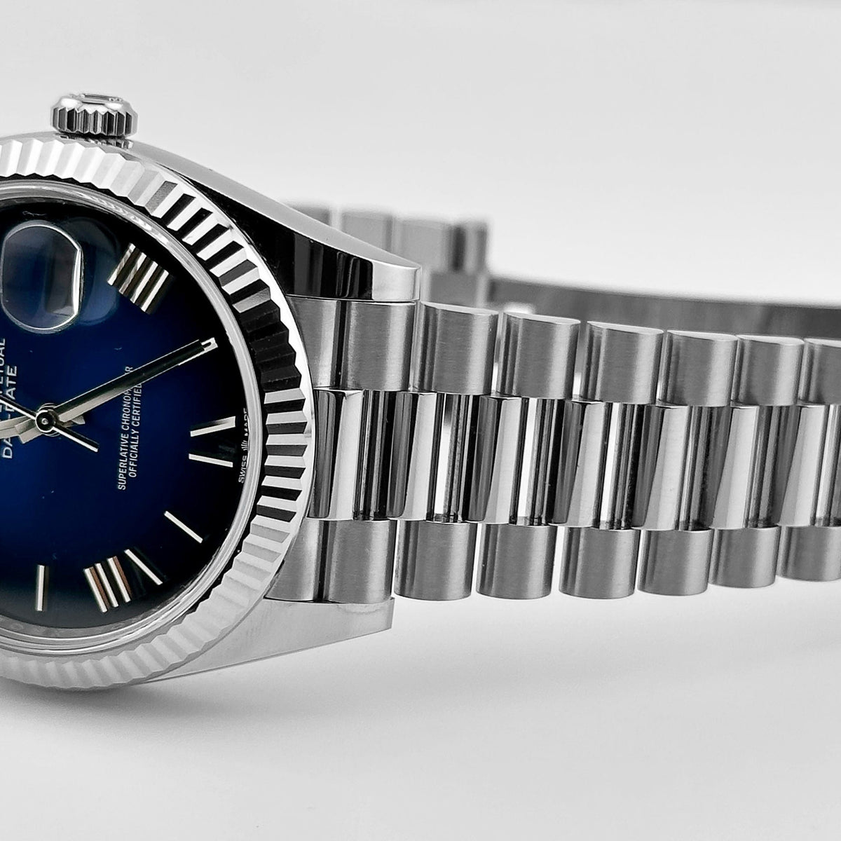 Rolex Day-Date 40 228239 White Gold Blue Ombre Roman Numeral Dial (2025)