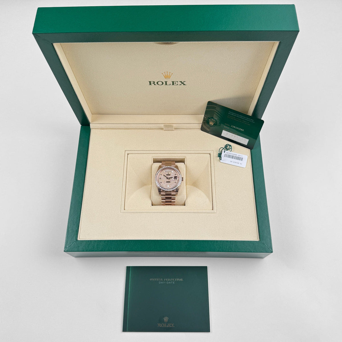 Rolex Day-Date 40 228345RBR Rose Gold Diamond Dial Diamond Bezel (2021)