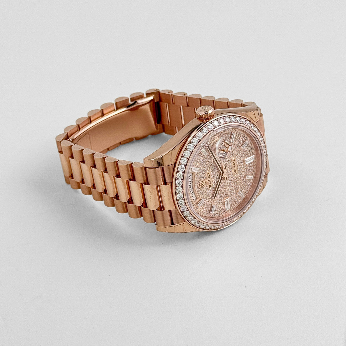 Rolex Day-Date 40 228345RBR Rose Gold Diamond Dial Diamond Bezel (2021)