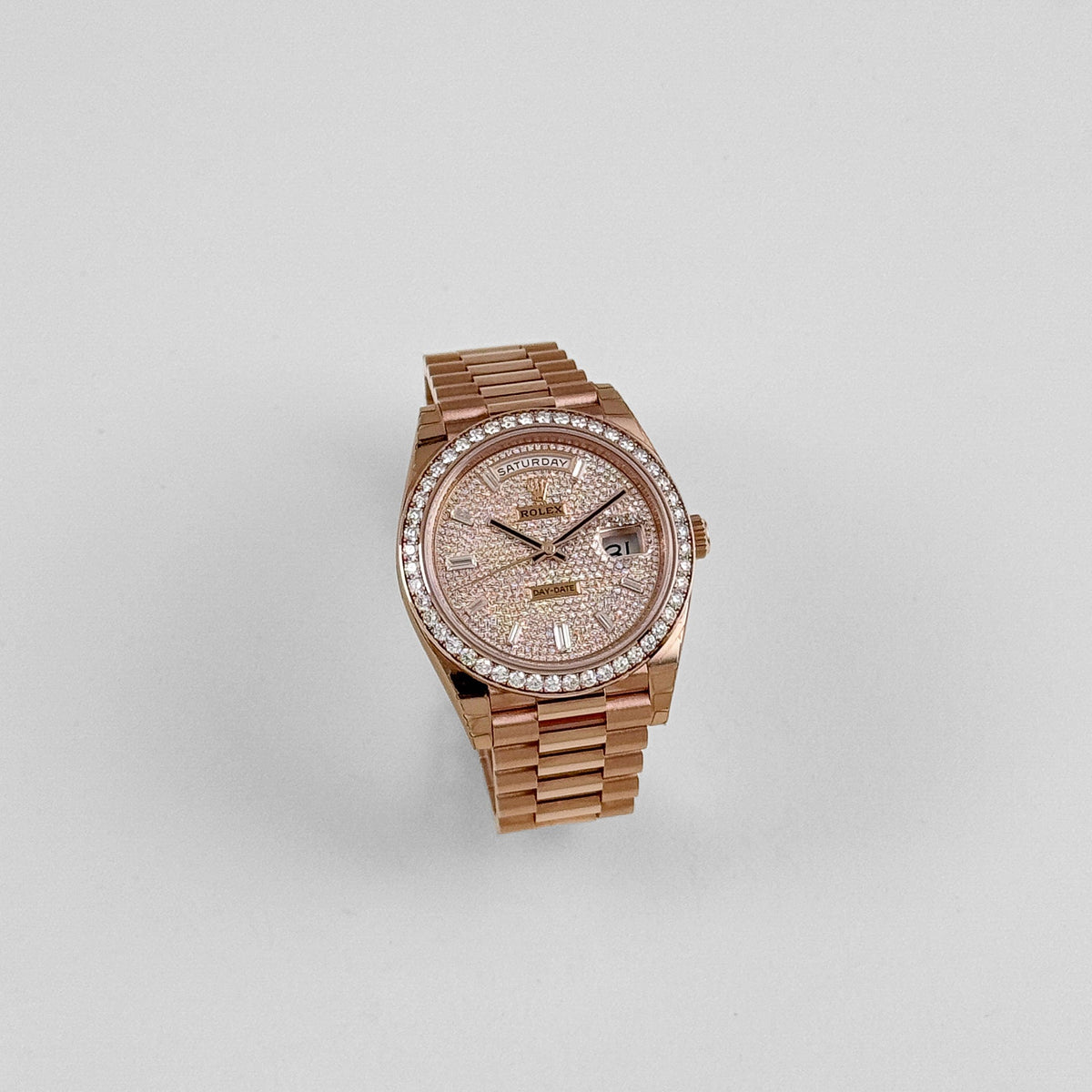 Rolex Day-Date 40 228345RBR Rose Gold Diamond Dial Diamond Bezel (2021)