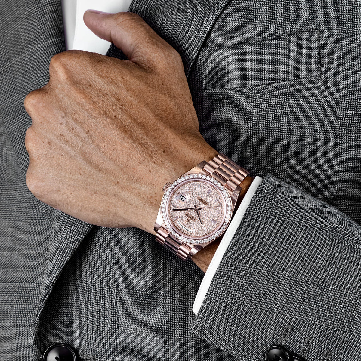 Rolex Day-Date 40 228345RBR Rose Gold Diamond Dial Diamond Bezel (2021)