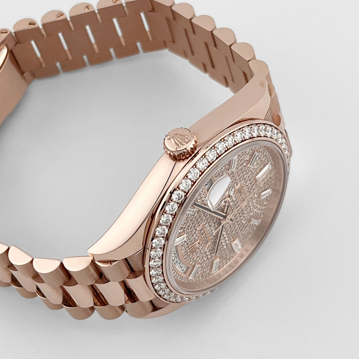 Rolex Day-Date 40 228345RBR Rose Gold Diamond Dial Diamond Bezel (2024)