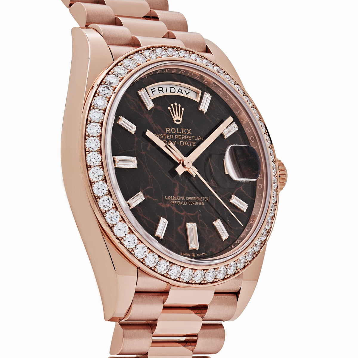 Rolex Day-Date 40 228345RBR Rose Gold Eisenkiesel Diamond Dial Diamond Bezel