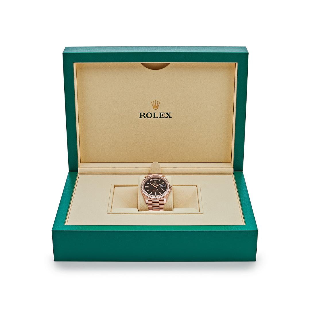 Rolex Day-Date 40 228345RBR Rose Gold Eisenkiesel Diamond Dial Diamond Bezel