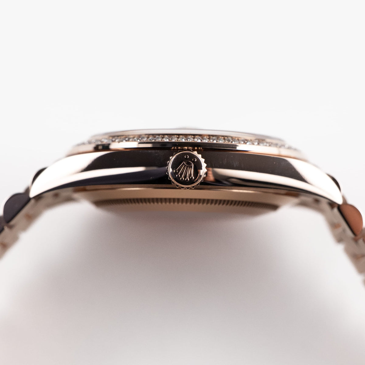 Rolex Day-Date 40 228345RBR Rose Gold Olive Green Roman Numerals Dial Diamond Bezel (2021)