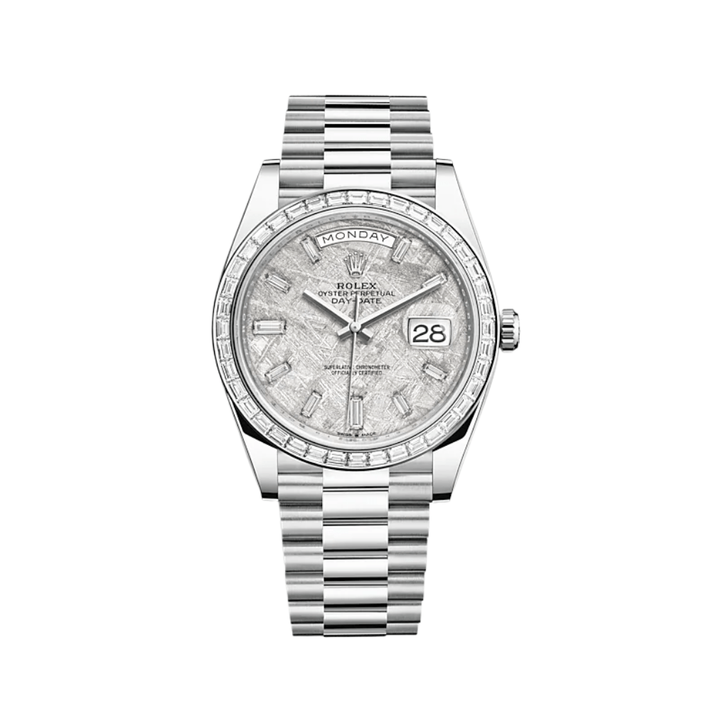 Rolex Day-Date 40 228396TBR Platinum Diamond Bezel Meteorite Diamond Dial