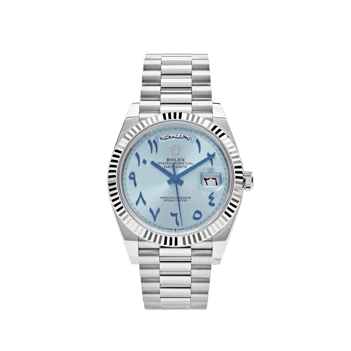Rolex Day-Date 40 228236 Platinum Ice Blue Arabic Dial
