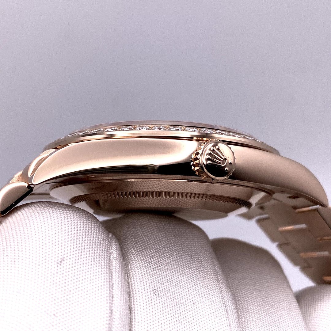 Rolex Day-Date 40 228345RBR Rose Gold Diamond Bezel Chocolate Dial