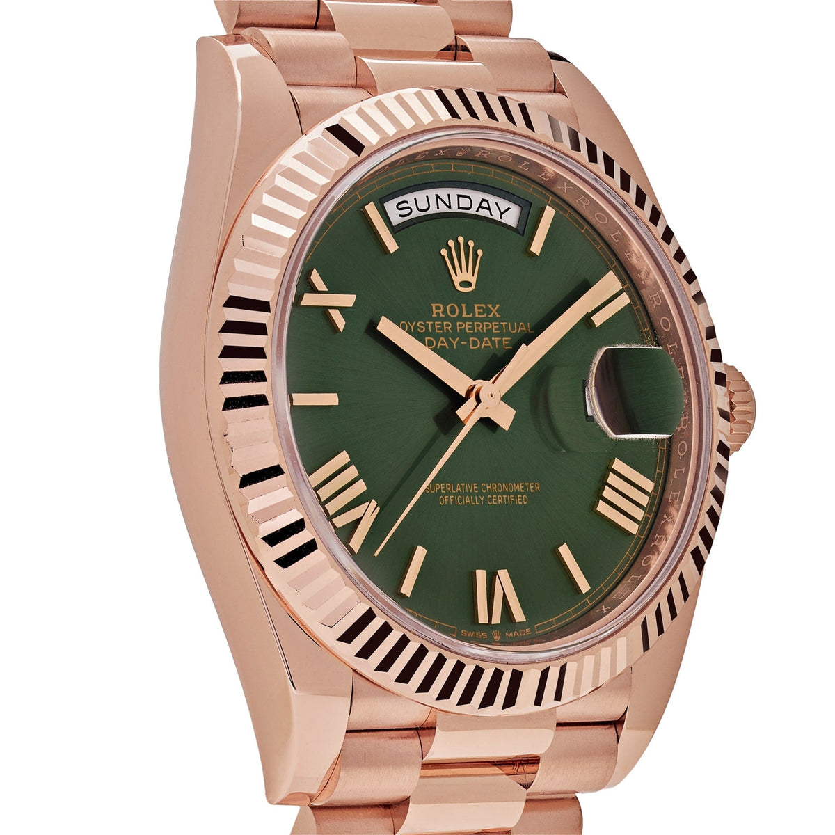 Rolex Day-Date 40 228235 Rose Gold Olive Green Dial