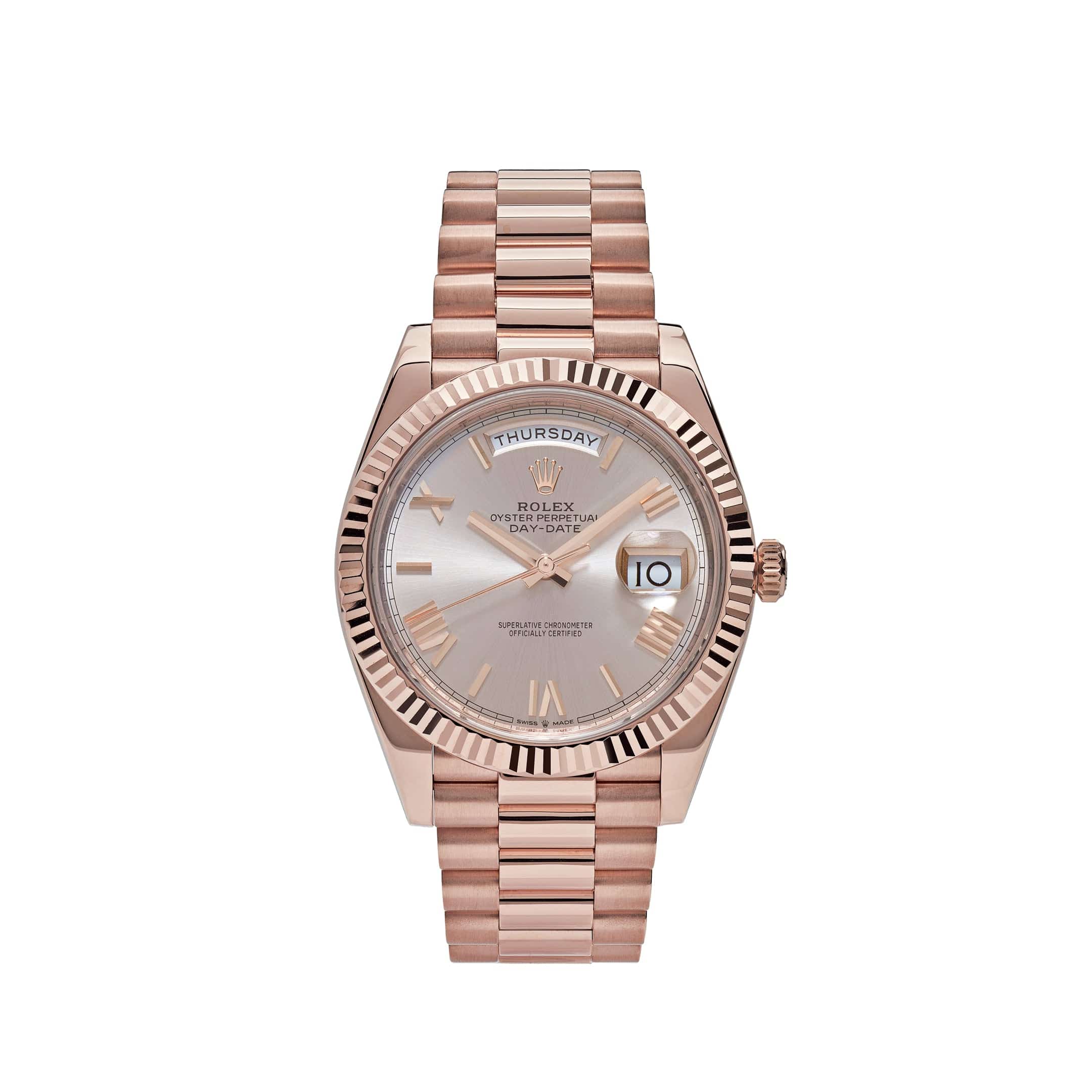Rolex Day-Date 40 228235 Rose Gold Sundust Roman Dial