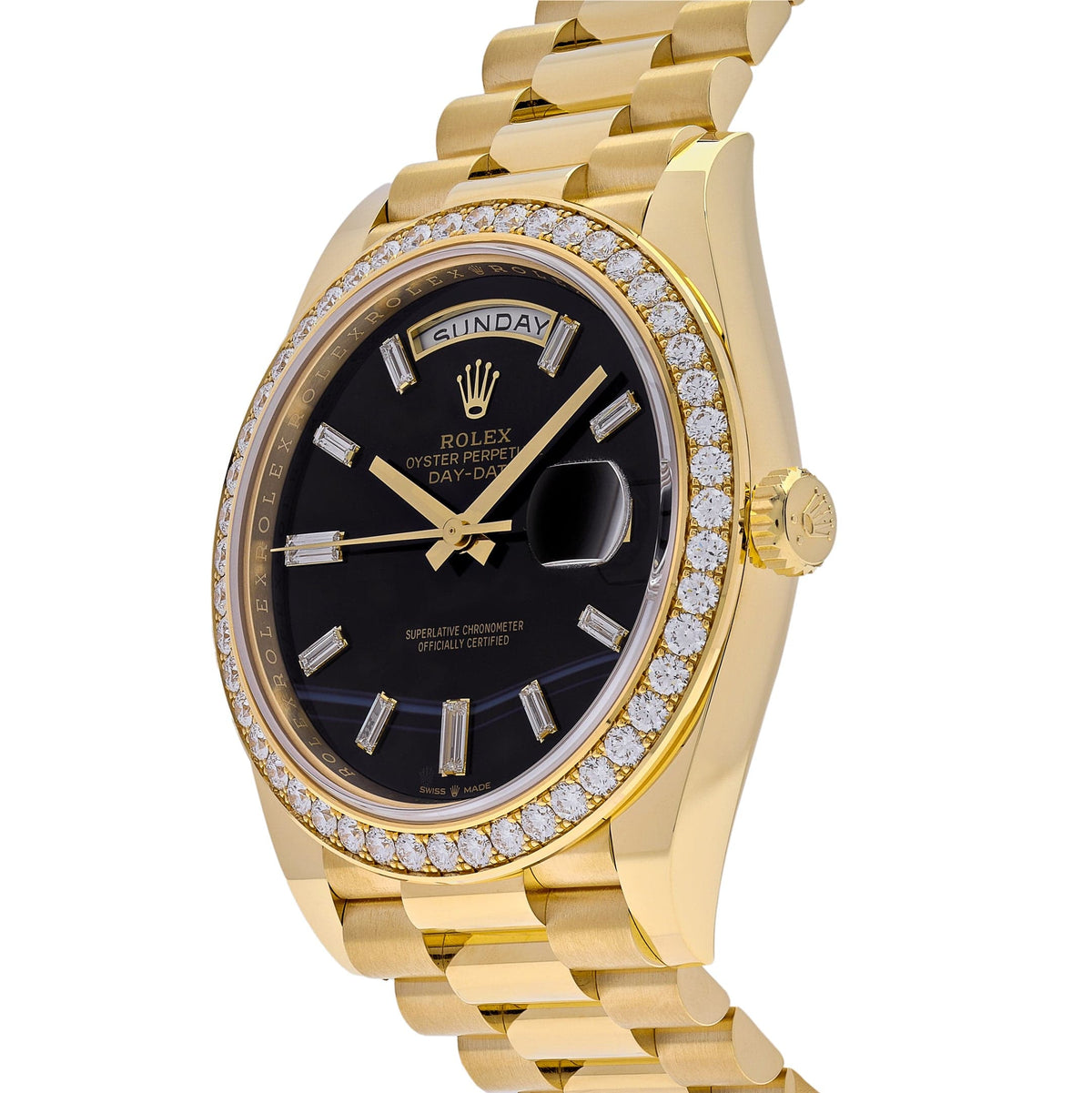 Rolex Day-Date 40 228348RBR Yellow Gold Diamond Bezel Black Onyx Dial (2025)