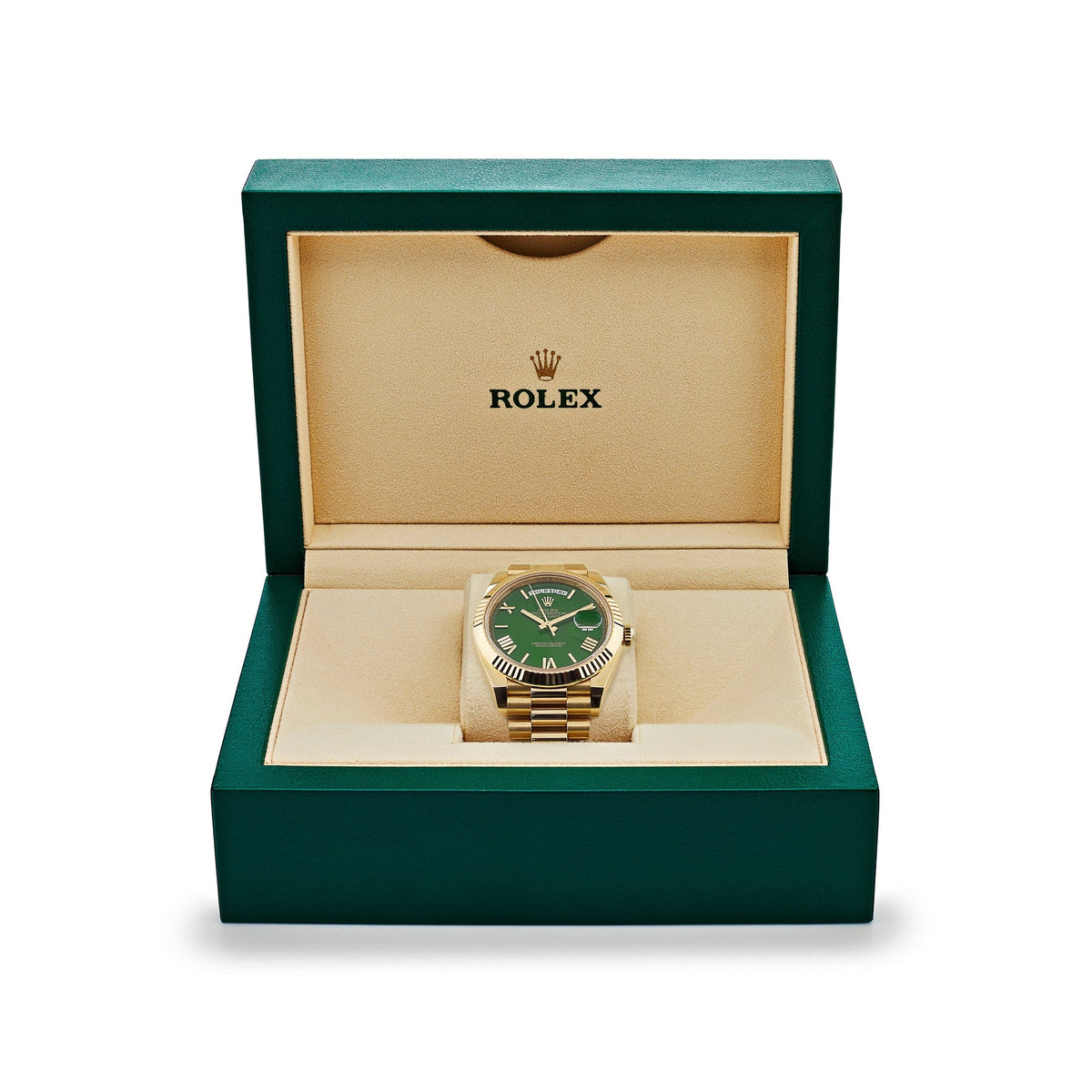 Rolex Day-Date 40 228238 Yellow Gold Green Roman Numerals Dial (2025)