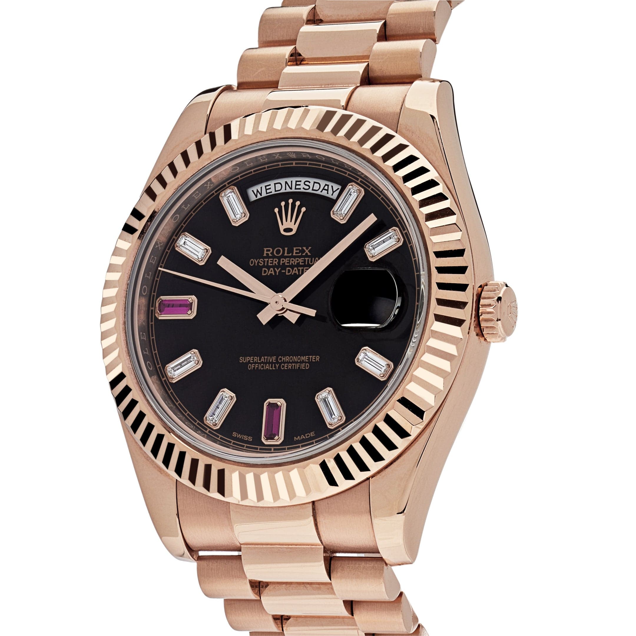 Rolex Day-Date 41 218235 Rose Gold Black Ruby Dial