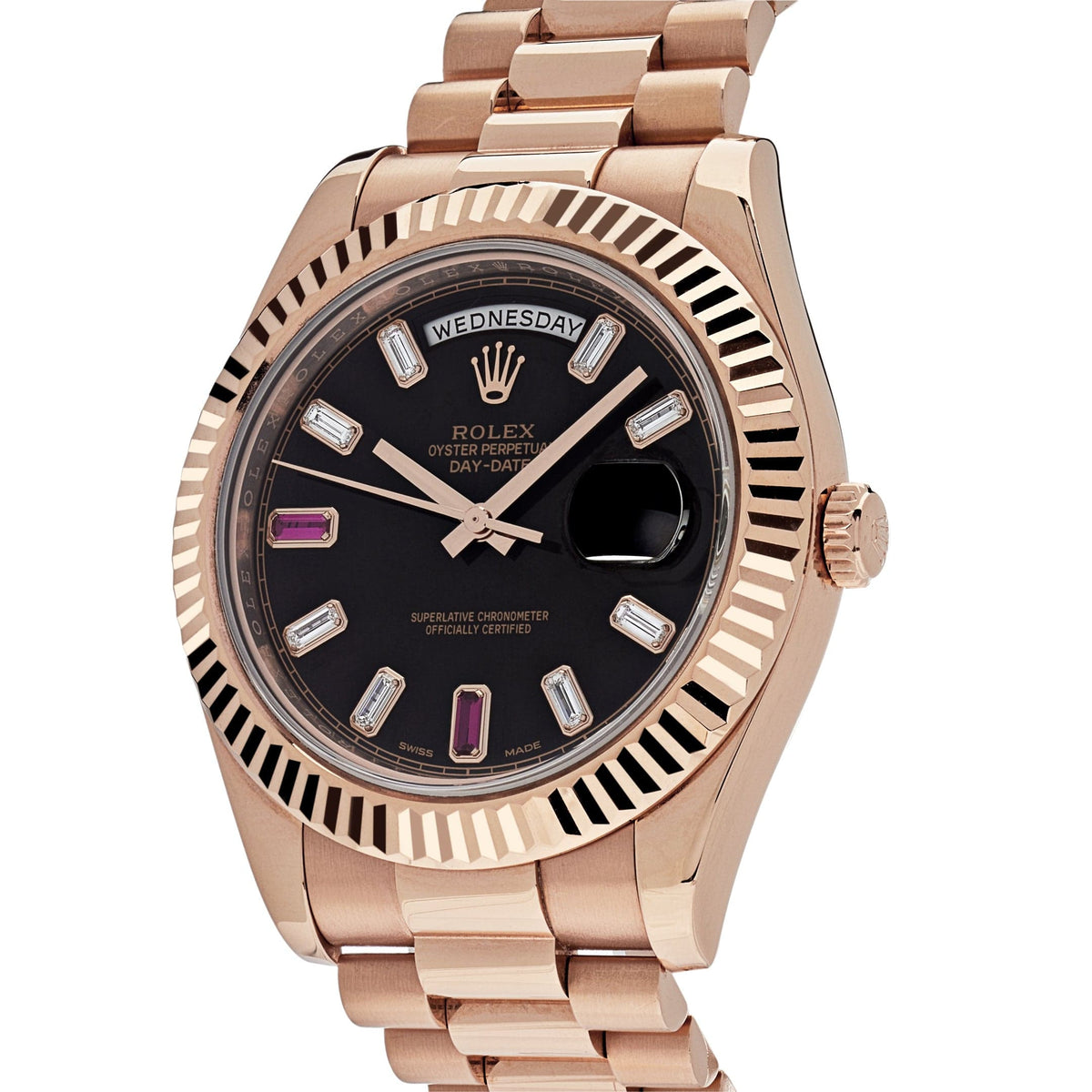 Rolex Day-Date 41 218235 Rose Gold Black Ruby Dial