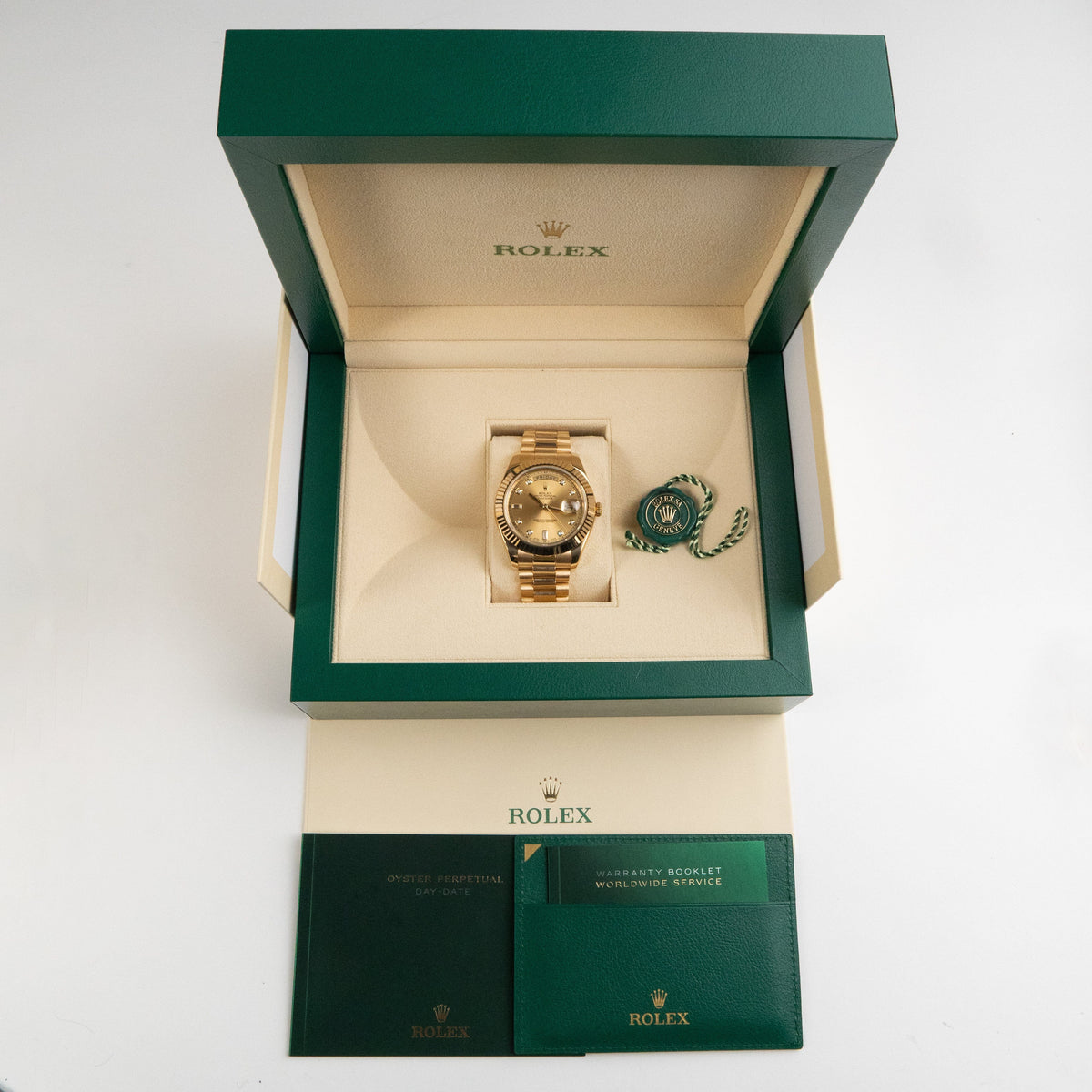 Rolex Day-Date II 218238 Yellow Gold Champagne Diamond Dial