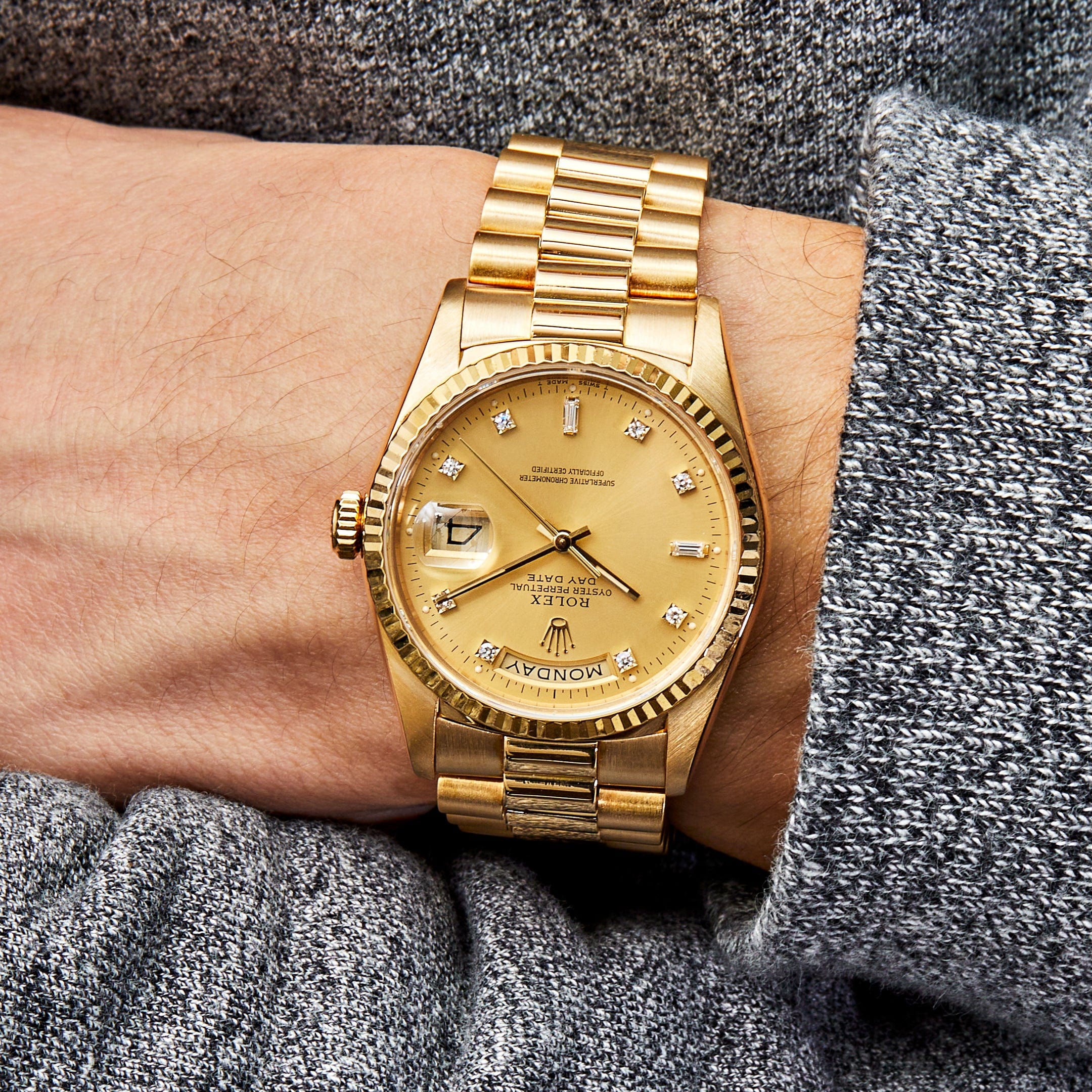 Rolex Day-Date 18238 Presidential Yellow Gold Champagne Diamond Dial