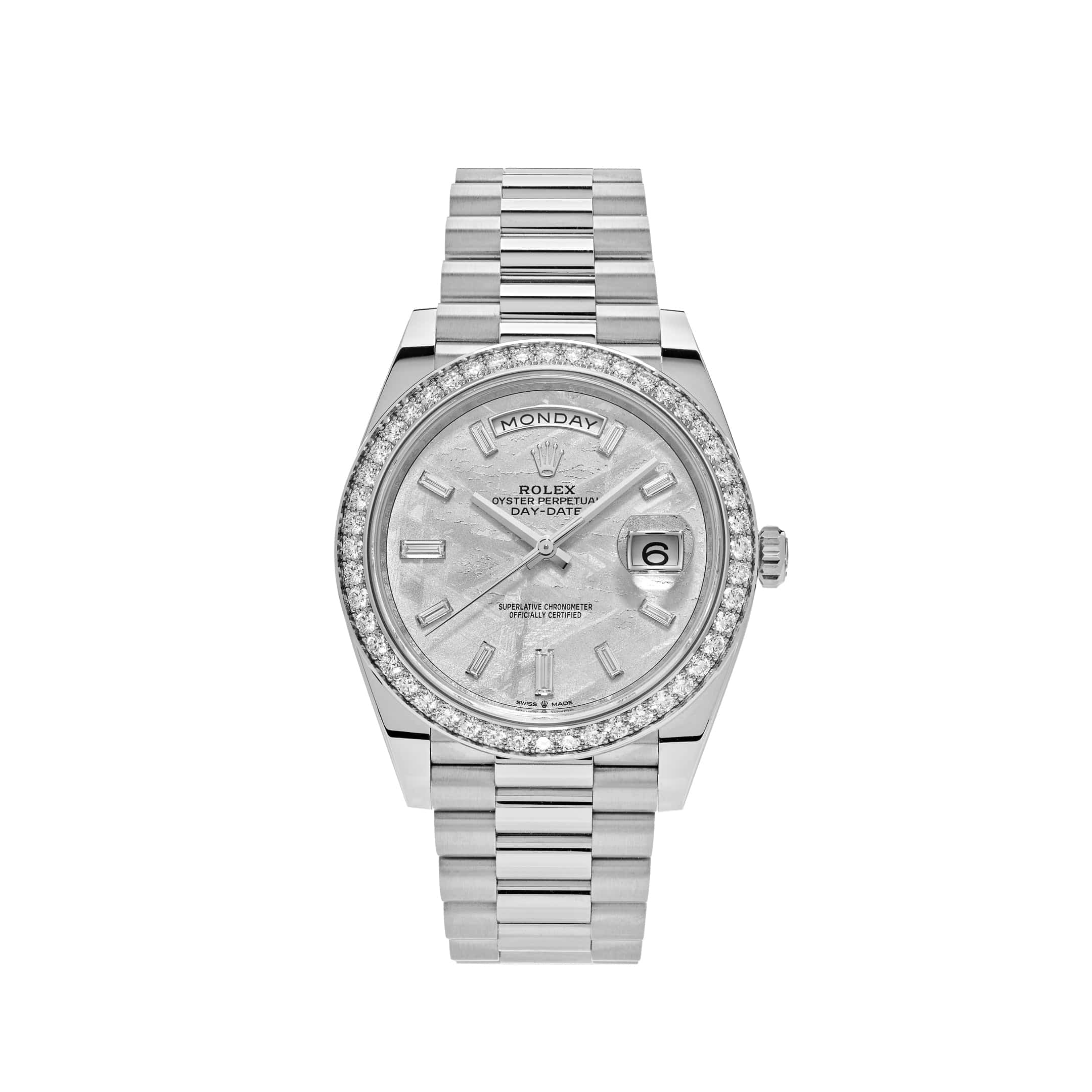 Rolex Day-Date 40 228349RBR White Gold Meteorite Dial Diamond Set