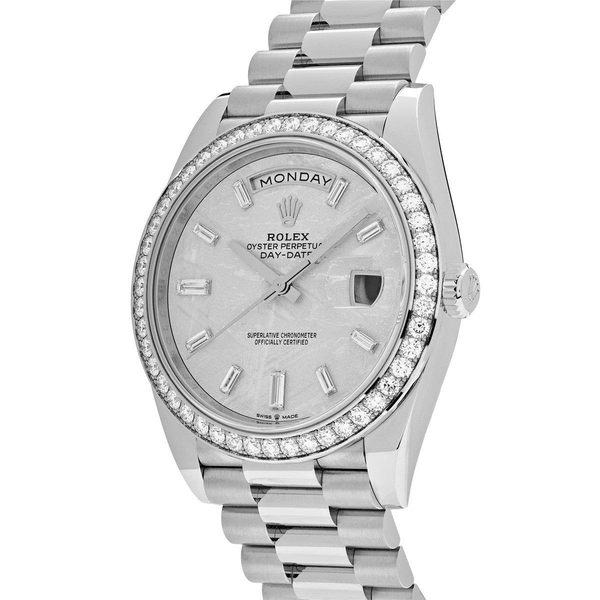Rolex Day-Date 40 228349RBR White Gold Meteorite Dial Diamond Set