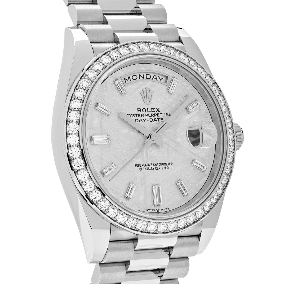 Rolex Day-Date 40 228349RBR White Gold Meteorite Dial Diamond Set