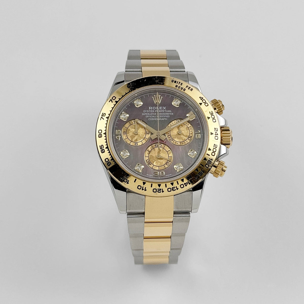 Rolex Daytona 116503 Yellow Gold Stainless Steel Black Mother of Pearl Diamond Dial