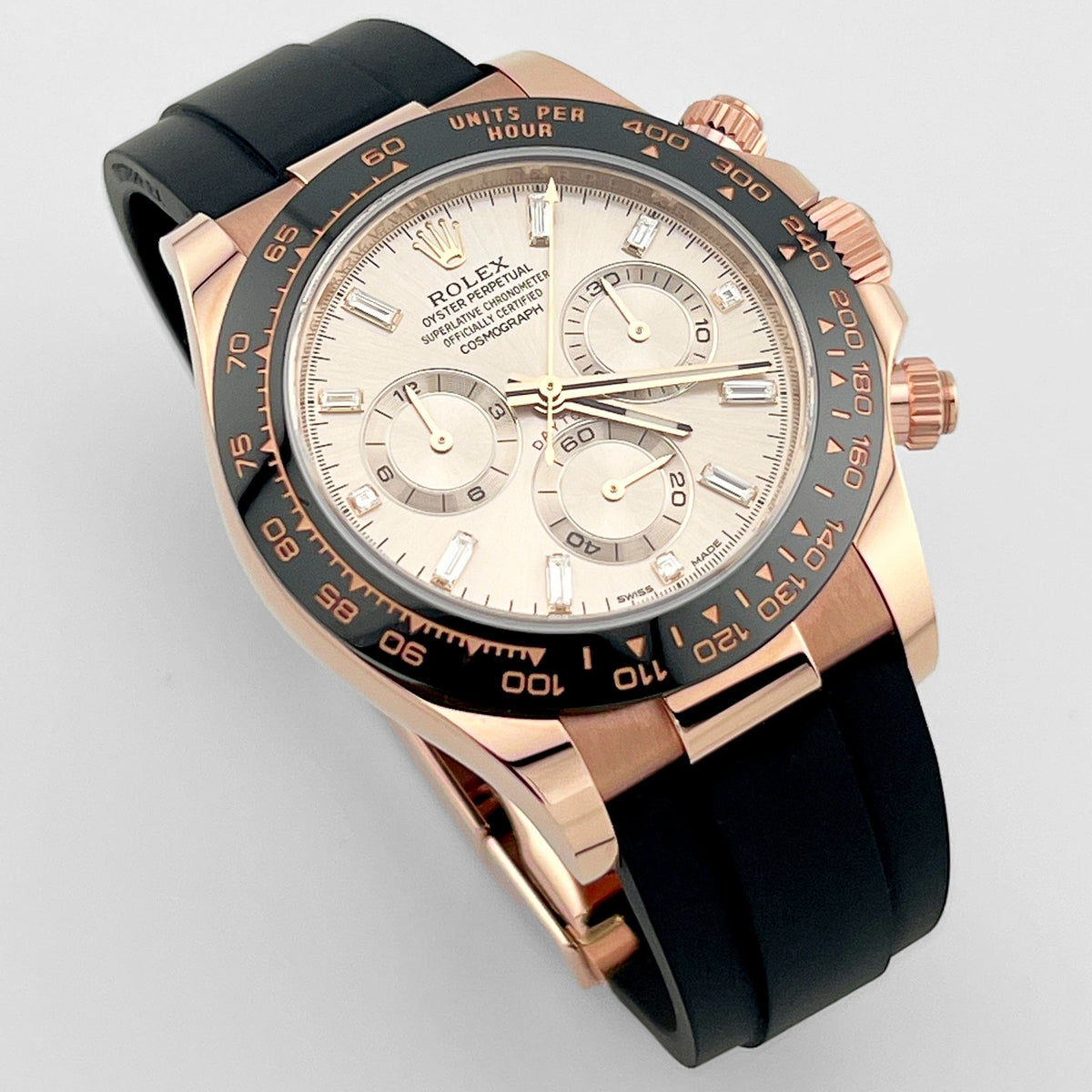Rolex Daytona 116515LN Rose Gold Baguette Diamond Sundust Dial (2023)