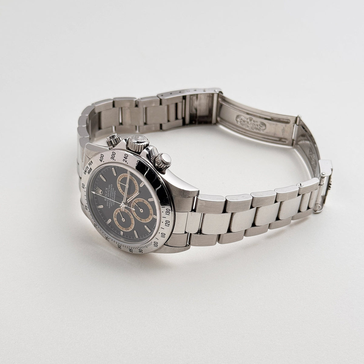 Rolex Daytona 16520 Stainless Steel Black Patrizzi Dial Zenith
