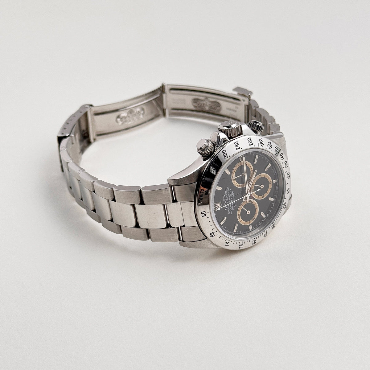 Rolex Daytona 16520 Stainless Steel Black Patrizzi Dial Zenith