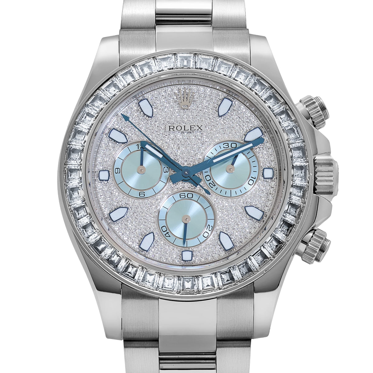 Rolex Daytona 116576TBR Platinum Pave Diamond Dial Diamond Baguette Bezel (2018)