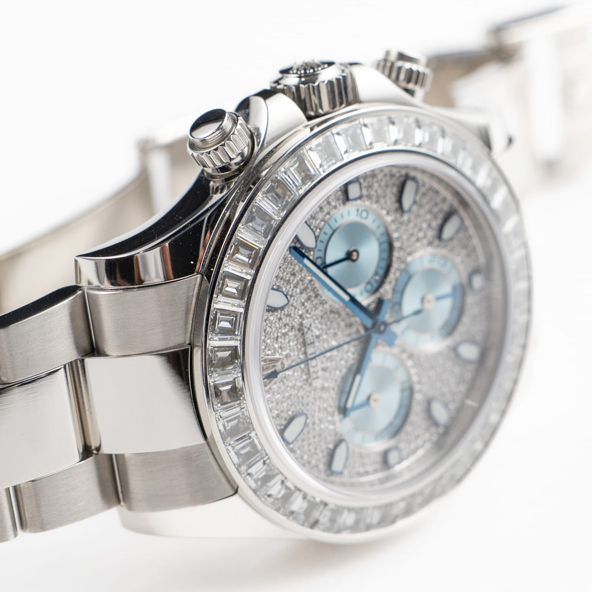 Rolex Daytona 116576TBR Platinum Pave Diamond Dial Diamond Baguette Bezel (2018)