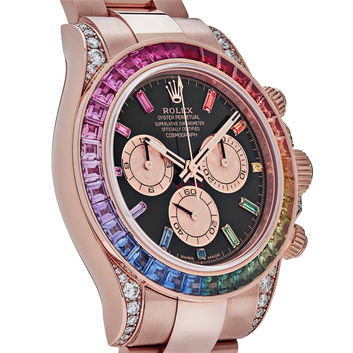 Rolex Daytona 116595RBOW 'Rainbow' Rose Gold Black Dial Sapphire Bezel