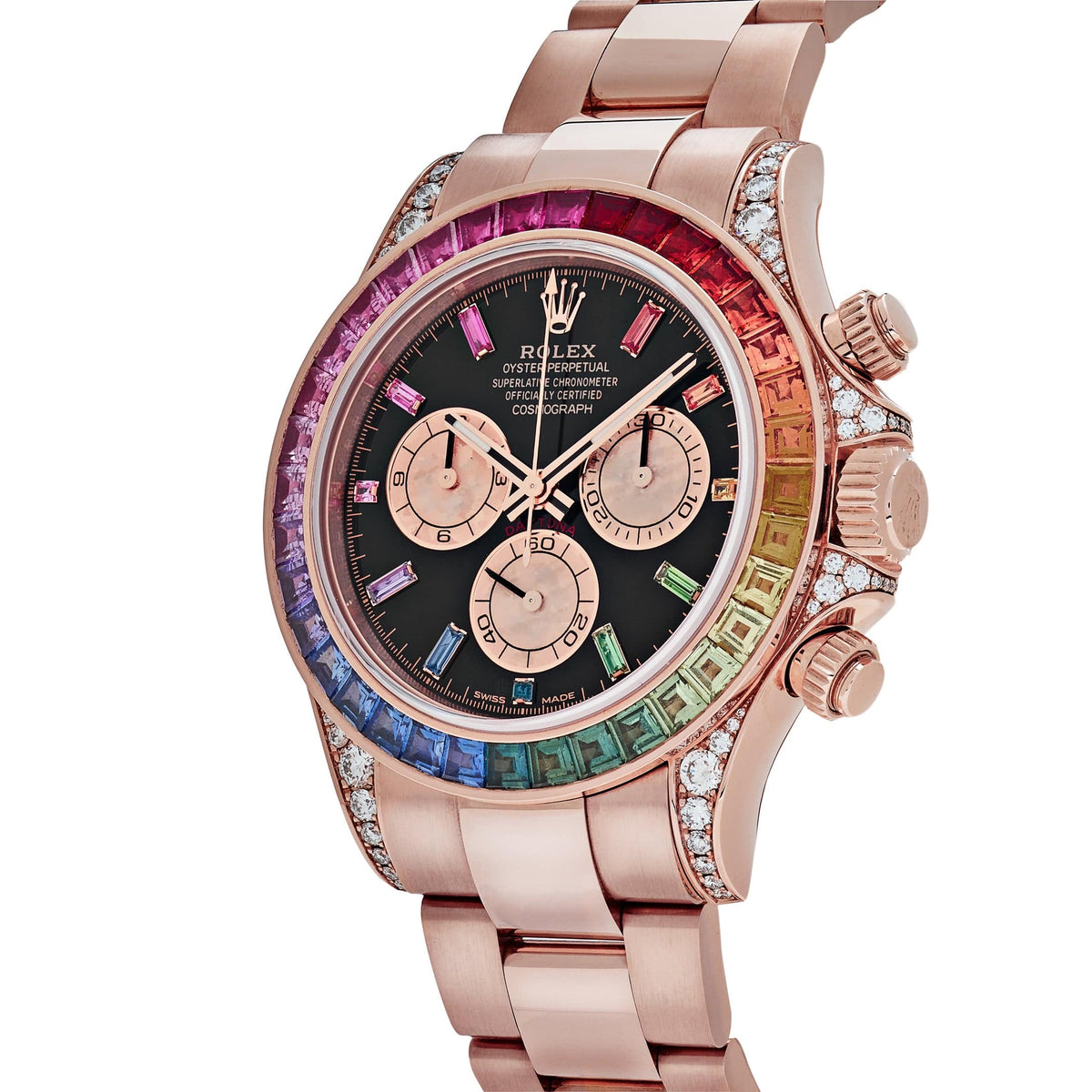 Rolex Daytona 116595RBOW 'Rainbow' Rose Gold Black Dial Sapphire Bezel