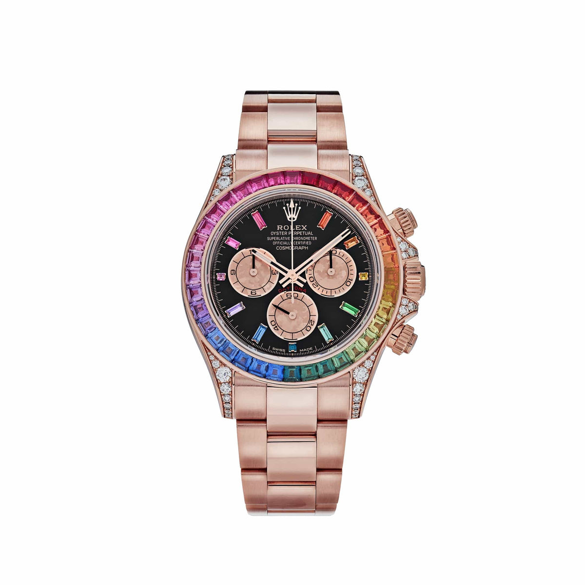 Rolex Daytona 116595RBOW 'Rainbow' Rose Gold Black Dial Sapphire Bezel