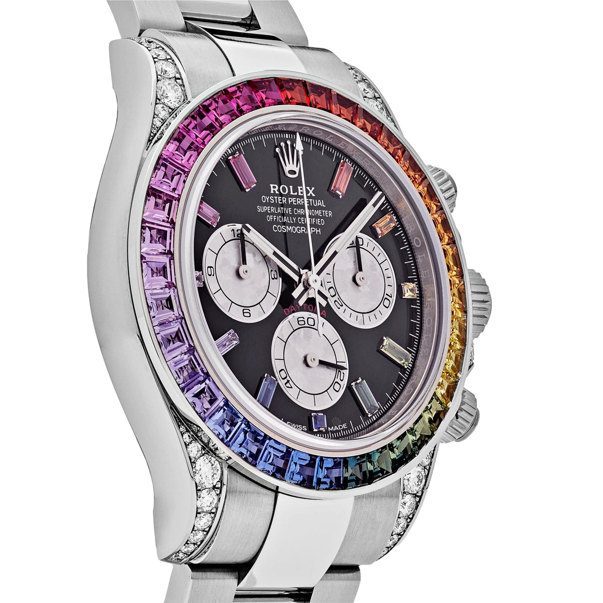 Rolex Daytona 116599RBOW 'Rainbow' White Gold Black Dial Sapphire Bezel