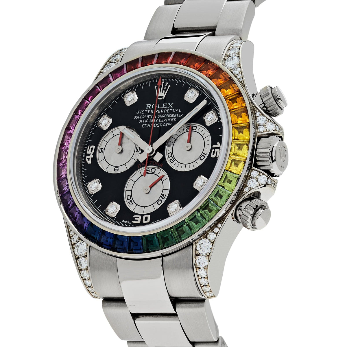 Rolex Daytona 116599RBOW 'Rainbow' White Gold Black Diamond Dial Sapphire Bezel