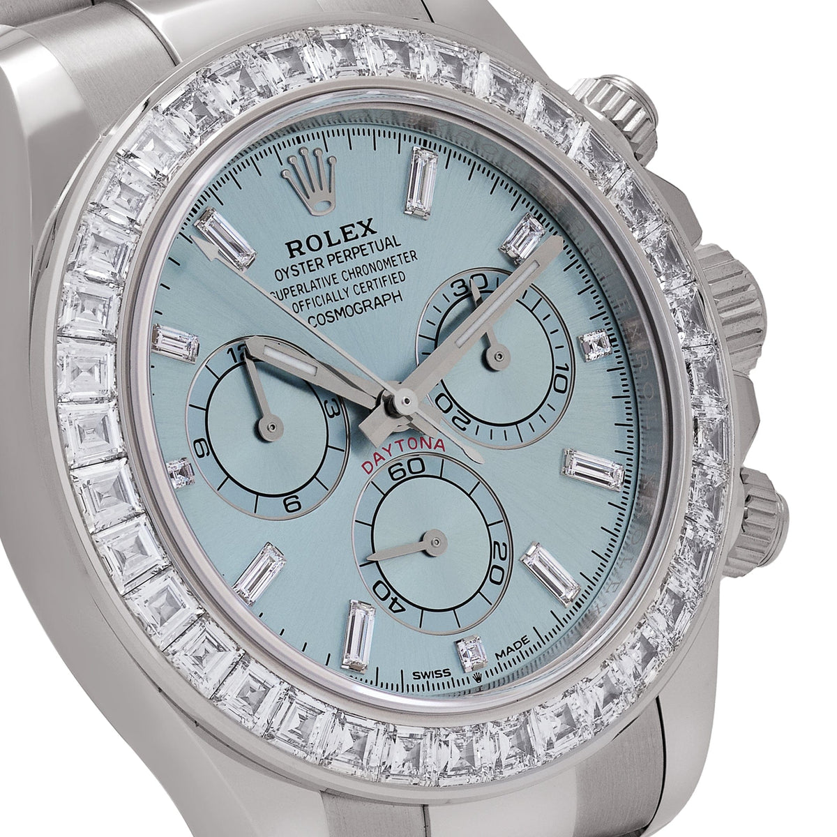 Rolex Daytona 126576TBR Platinum Ice Blue Diamond Dial Diamond Bezel