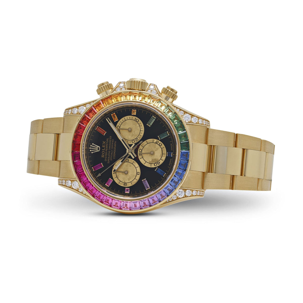 Rolex Daytona 126598RBOW 'Rainbow' Yellow Gold Black Dial Sapphire Bezel