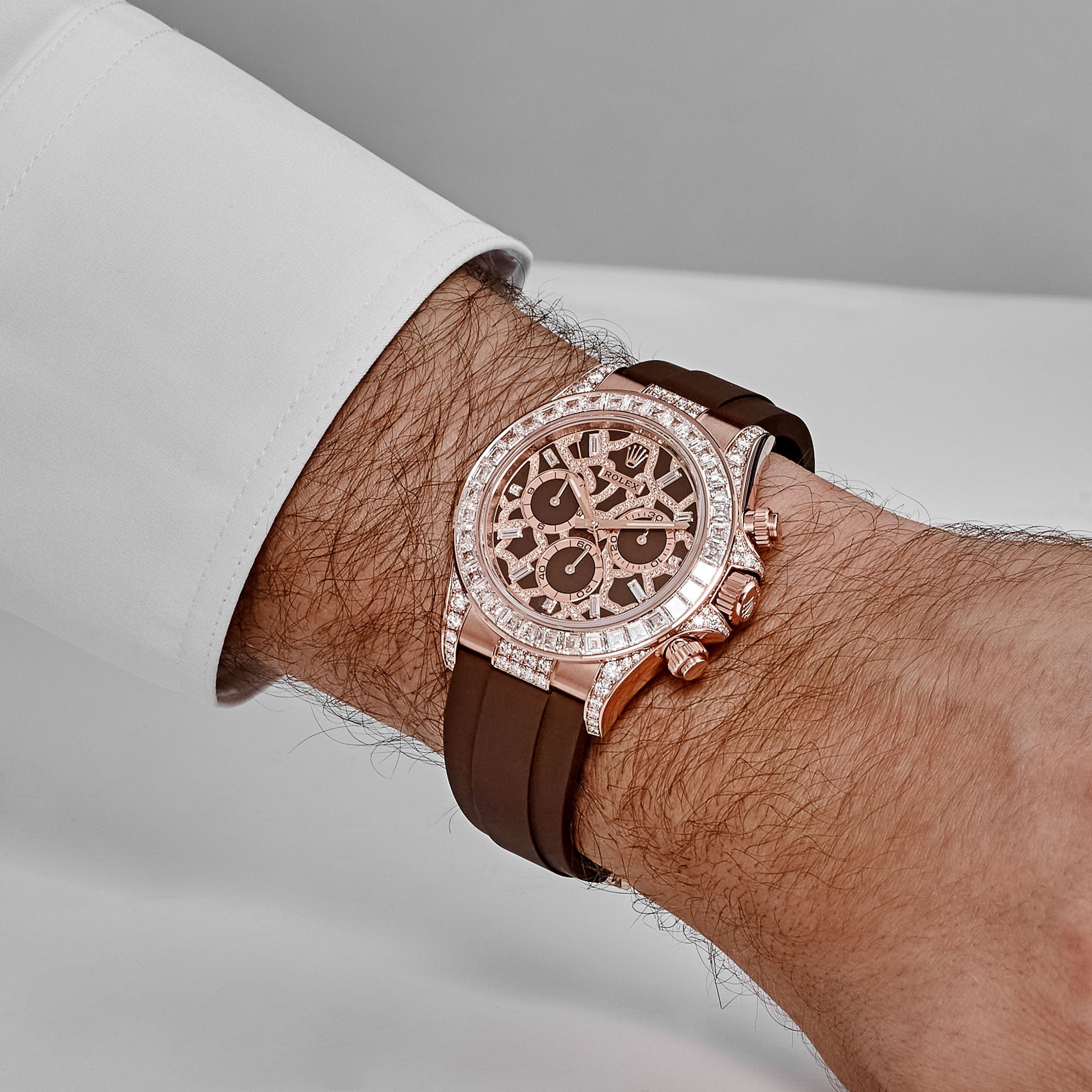 Rolex Daytona 'Giraffe' 126555TBR Rose Gold Chestnut Brown Diamond Dial Diamond Bezel