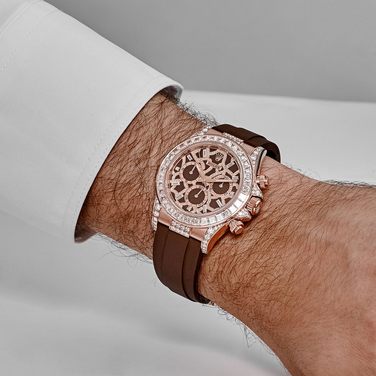 Rolex Daytona 'Giraffe' 126555TBR Rose Gold Chestnut Brown Diamond Dial Diamond Bezel