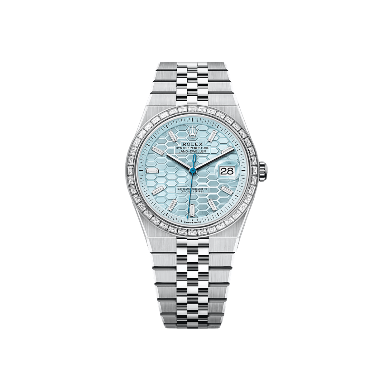 Rolex Land-Dweller 127386TBR Platinum Ice Blue Dial Diamond Bezel (2025)