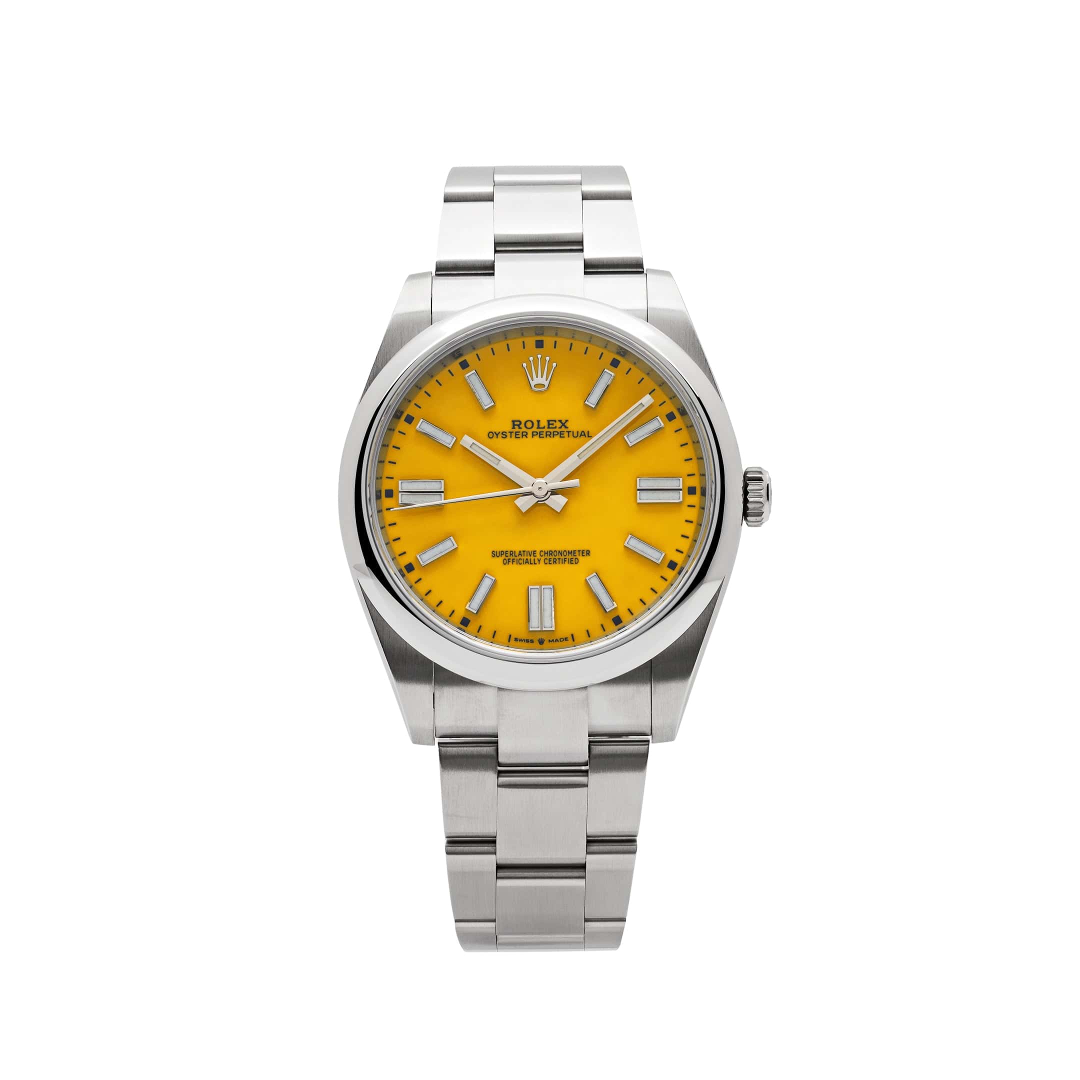 Rolex Oyster Perpetual 41 124300 Stainless Steel Yellow Dial