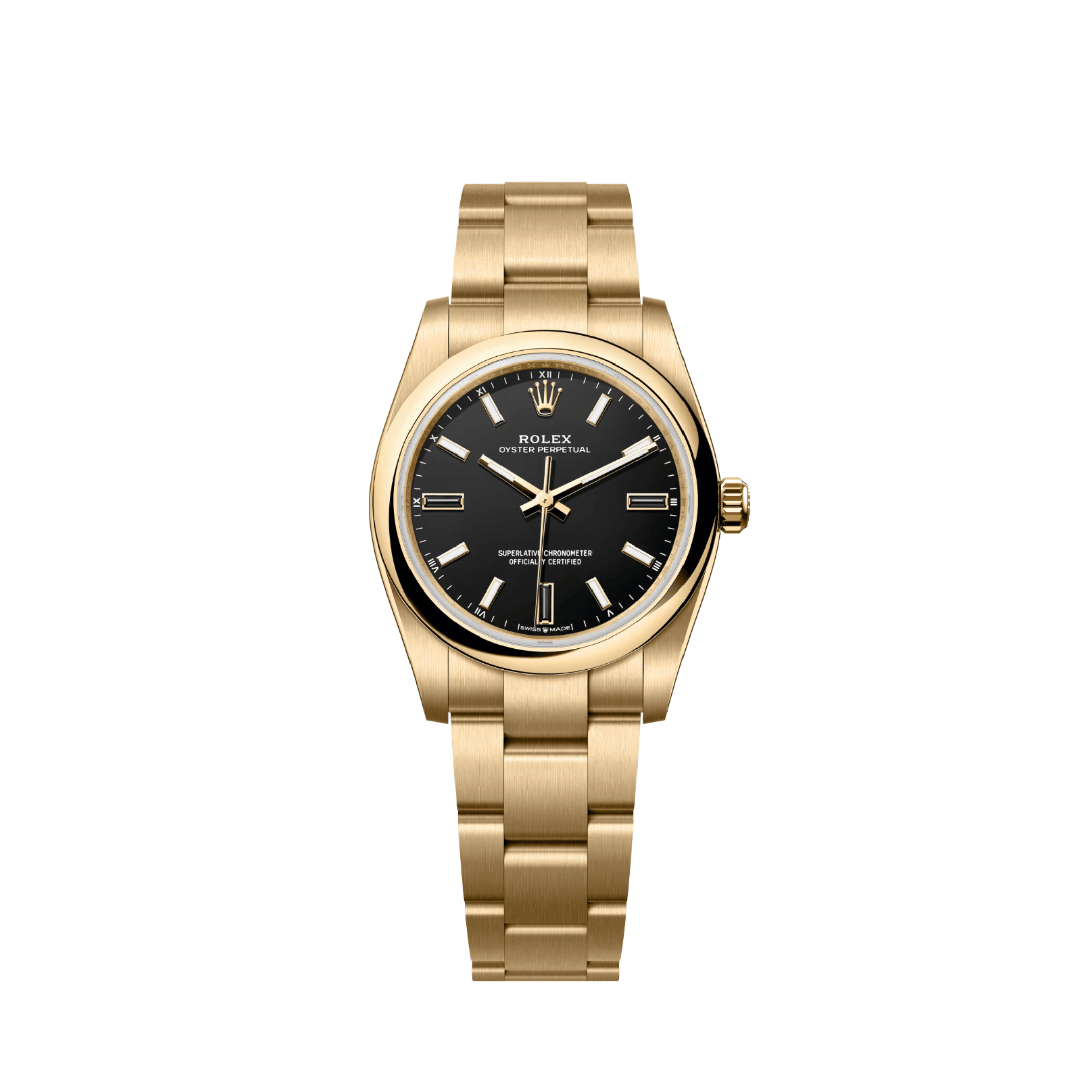 Rolex Oyster Perpetual 34 124208 Yellow Gold Black Dial (2026)