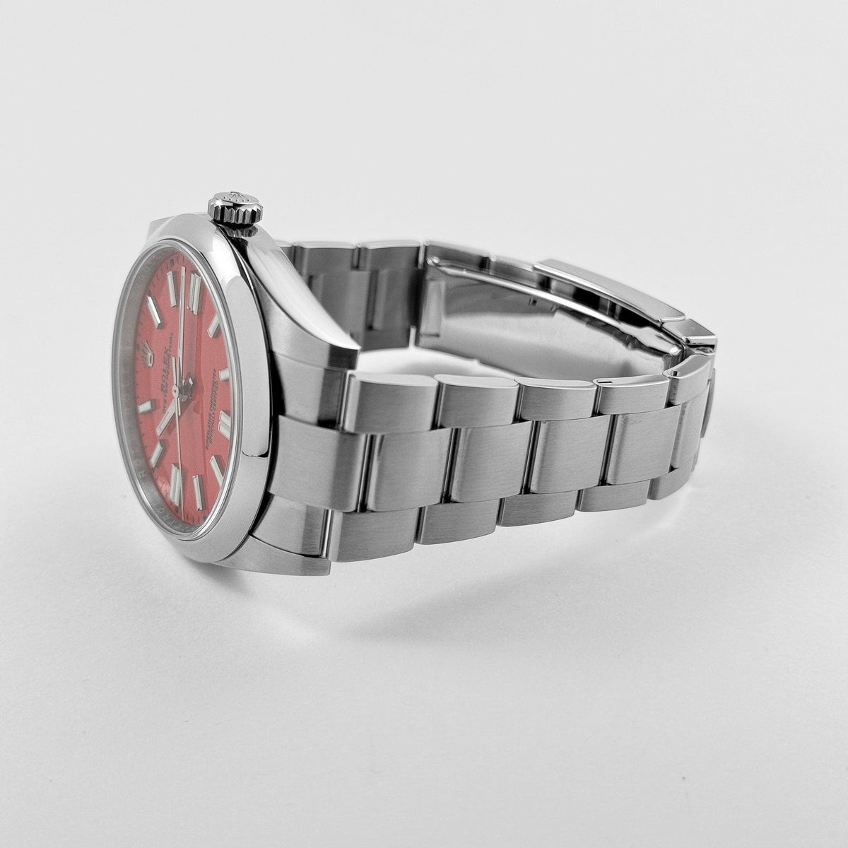 Rolex Oyster Perpetual 41 124300 Stainless Steel Coral Red Dial