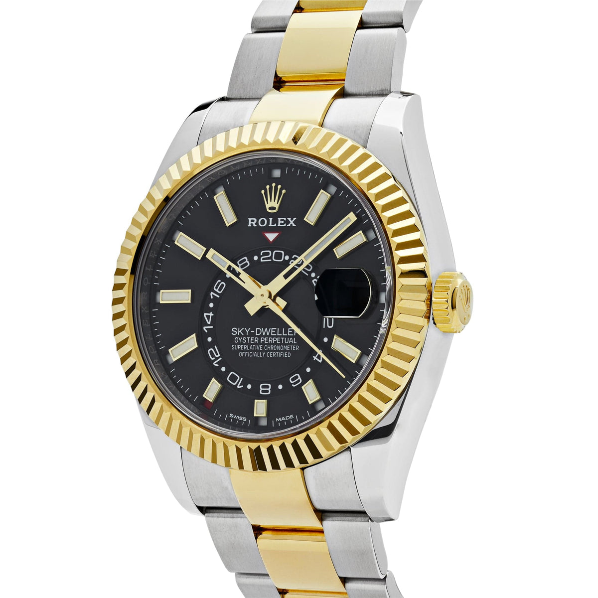 Rolex Sky-Dweller 326933 Stainless Steel Yellow Gold Black Dial